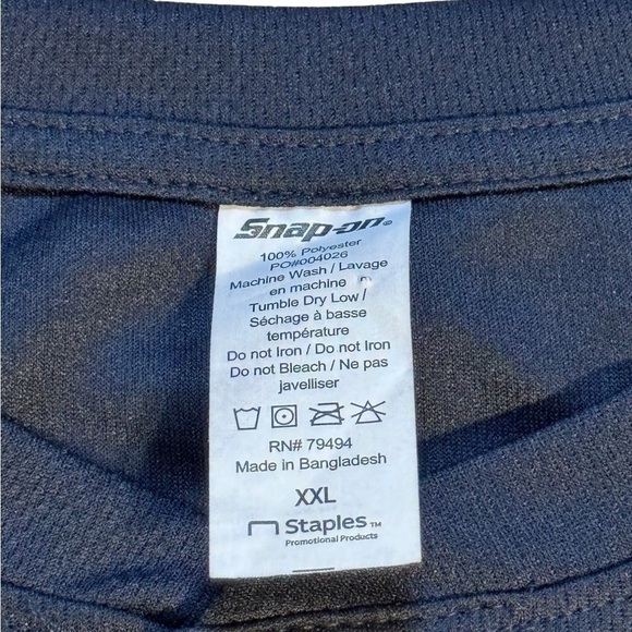 Snap-On Tools Blue Long Sleeve Jersey Mesh Henley Performance Shirt - XXL - Picture 4 of 6